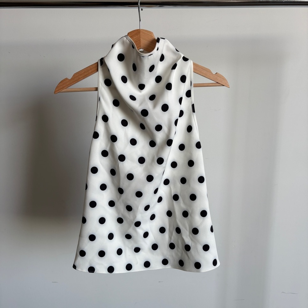 $298 NWT Et Ochs “Julia” Top in Large Dot Ivory Sz 4 - Picture 4 of 13